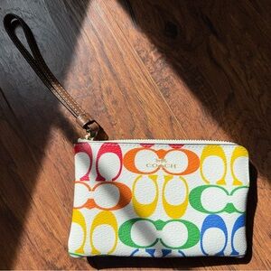 Coach Rainbow Pride Wristlet with Gold Accents